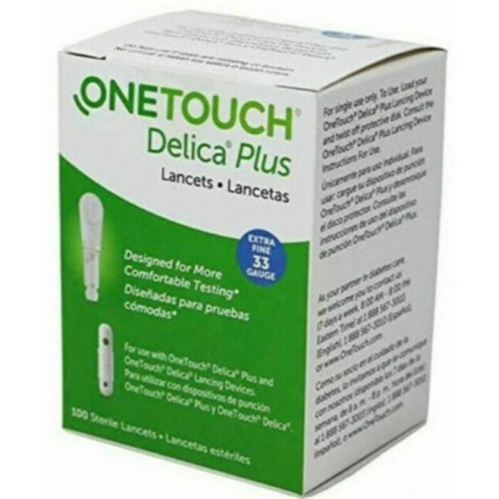 200 New One Touch Delica Plus Lancets ExtraFine 33Gauge 2x100 ct Exp 7/31/28